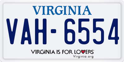 VA license plate VAH6554
