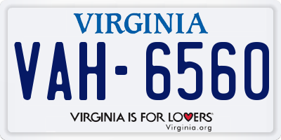 VA license plate VAH6560