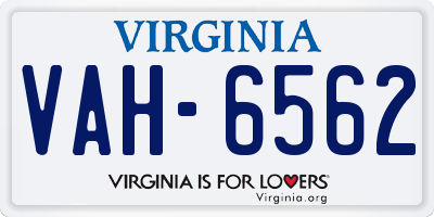 VA license plate VAH6562