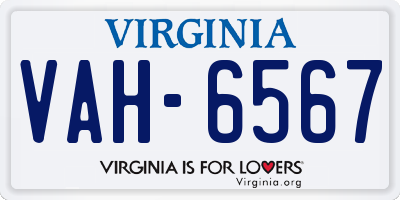 VA license plate VAH6567