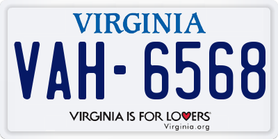 VA license plate VAH6568