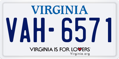 VA license plate VAH6571