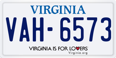 VA license plate VAH6573