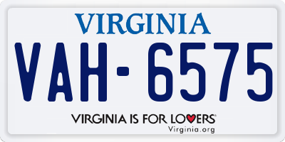 VA license plate VAH6575