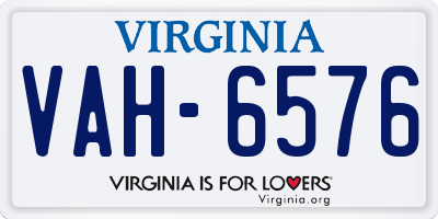 VA license plate VAH6576