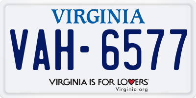 VA license plate VAH6577