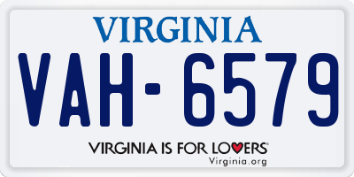 VA license plate VAH6579