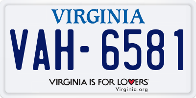 VA license plate VAH6581