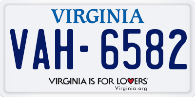 VA license plate VAH6582
