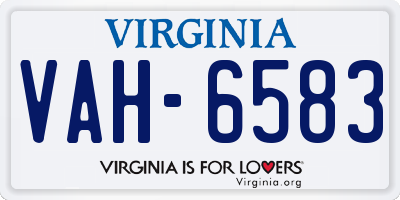 VA license plate VAH6583