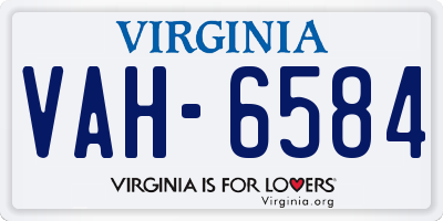 VA license plate VAH6584