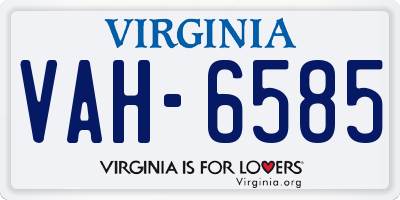 VA license plate VAH6585