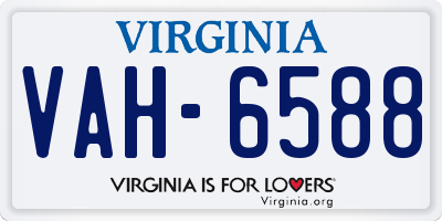 VA license plate VAH6588