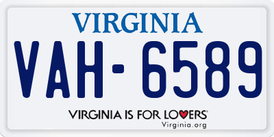 VA license plate VAH6589