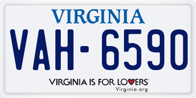 VA license plate VAH6590
