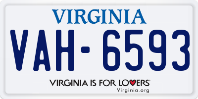 VA license plate VAH6593