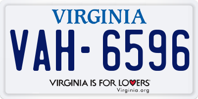 VA license plate VAH6596