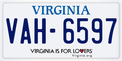 VA license plate VAH6597
