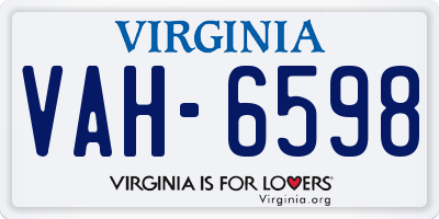 VA license plate VAH6598