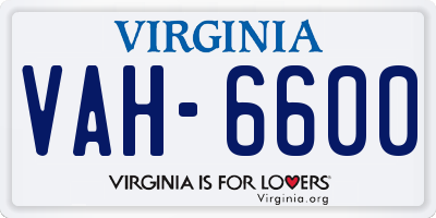 VA license plate VAH6600