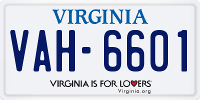 VA license plate VAH6601