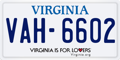 VA license plate VAH6602