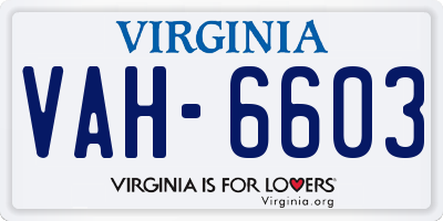 VA license plate VAH6603