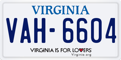 VA license plate VAH6604