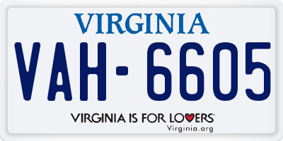 VA license plate VAH6605