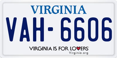 VA license plate VAH6606
