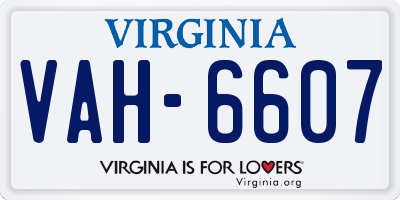 VA license plate VAH6607