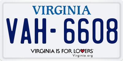 VA license plate VAH6608
