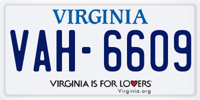 VA license plate VAH6609