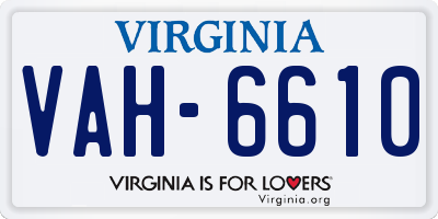 VA license plate VAH6610