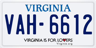 VA license plate VAH6612
