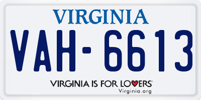 VA license plate VAH6613