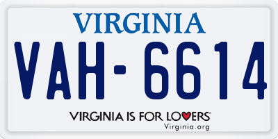 VA license plate VAH6614