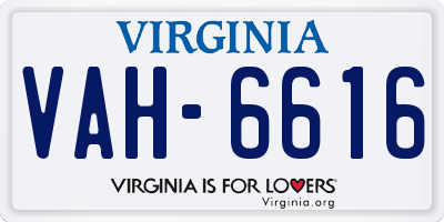 VA license plate VAH6616