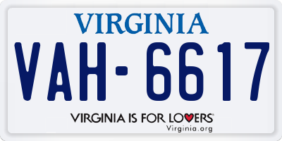 VA license plate VAH6617