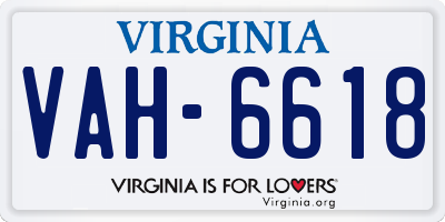 VA license plate VAH6618