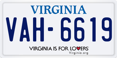 VA license plate VAH6619