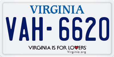 VA license plate VAH6620