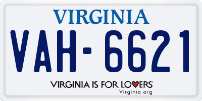VA license plate VAH6621