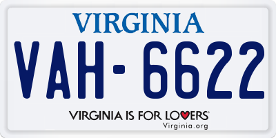 VA license plate VAH6622