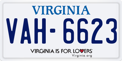 VA license plate VAH6623
