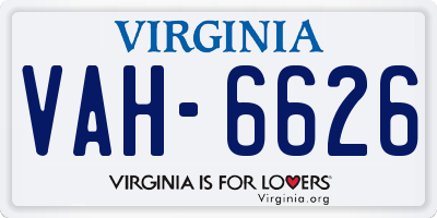 VA license plate VAH6626