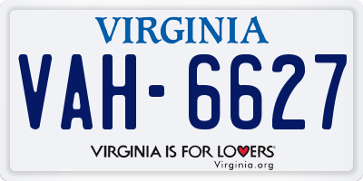 VA license plate VAH6627