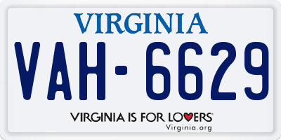 VA license plate VAH6629