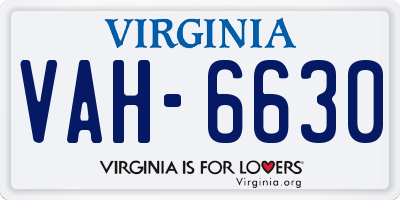 VA license plate VAH6630
