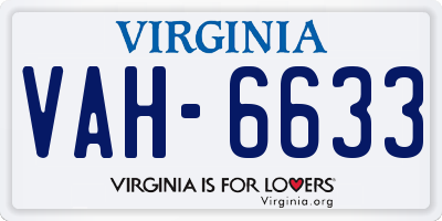 VA license plate VAH6633
